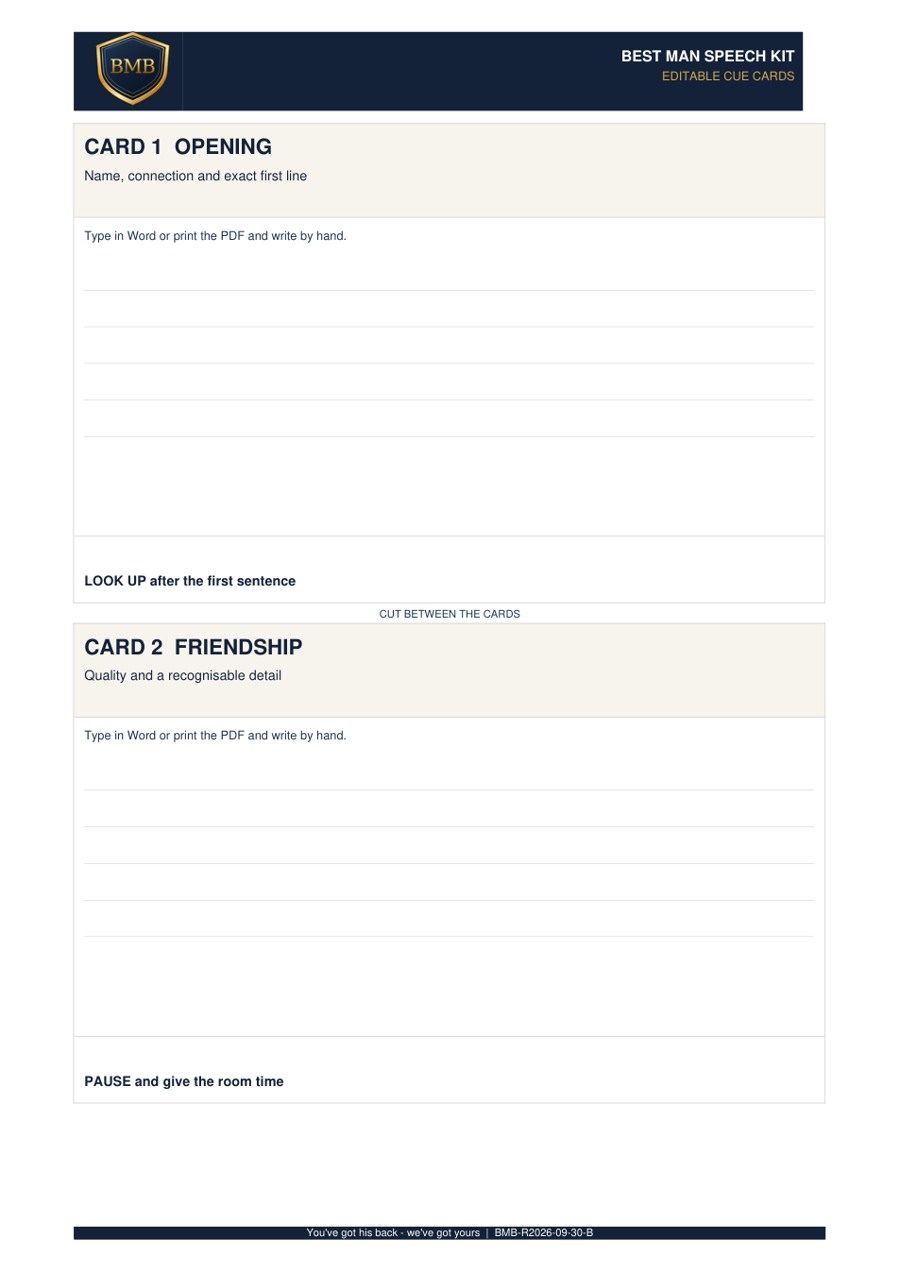 Printable cue-card sheet with two large cards